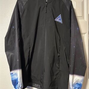 Men's Black Windbreaker with Cosmic Sleeves